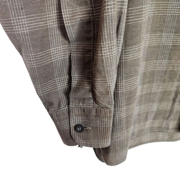 ERMENEGILDO‎ ZEGNA Shirt Mens Medium Brown Gray Pocket Button Front Dress Top - Picture 3 of 10